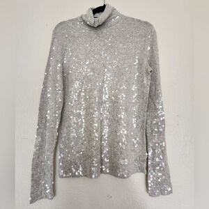 Express Grey Sequin Top L